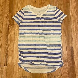 Old Navy V-neck T-shirt. Blue and white striped. Size Girls Extra Large (14)